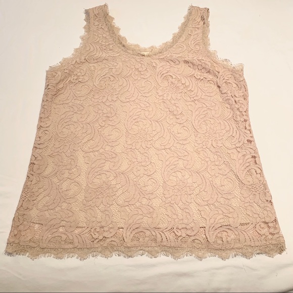 Nude Lace Tank Top Blouse - Picture 2 of 4